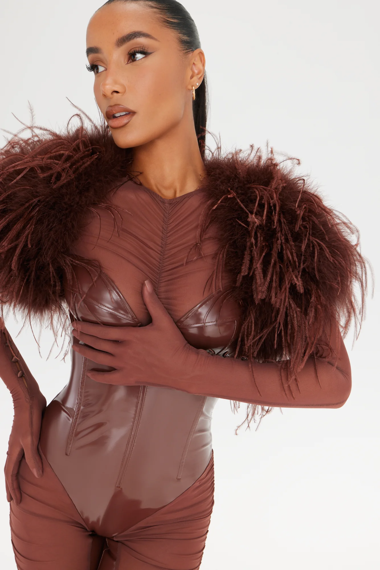 Chocolate Feather Bolero - Image 3