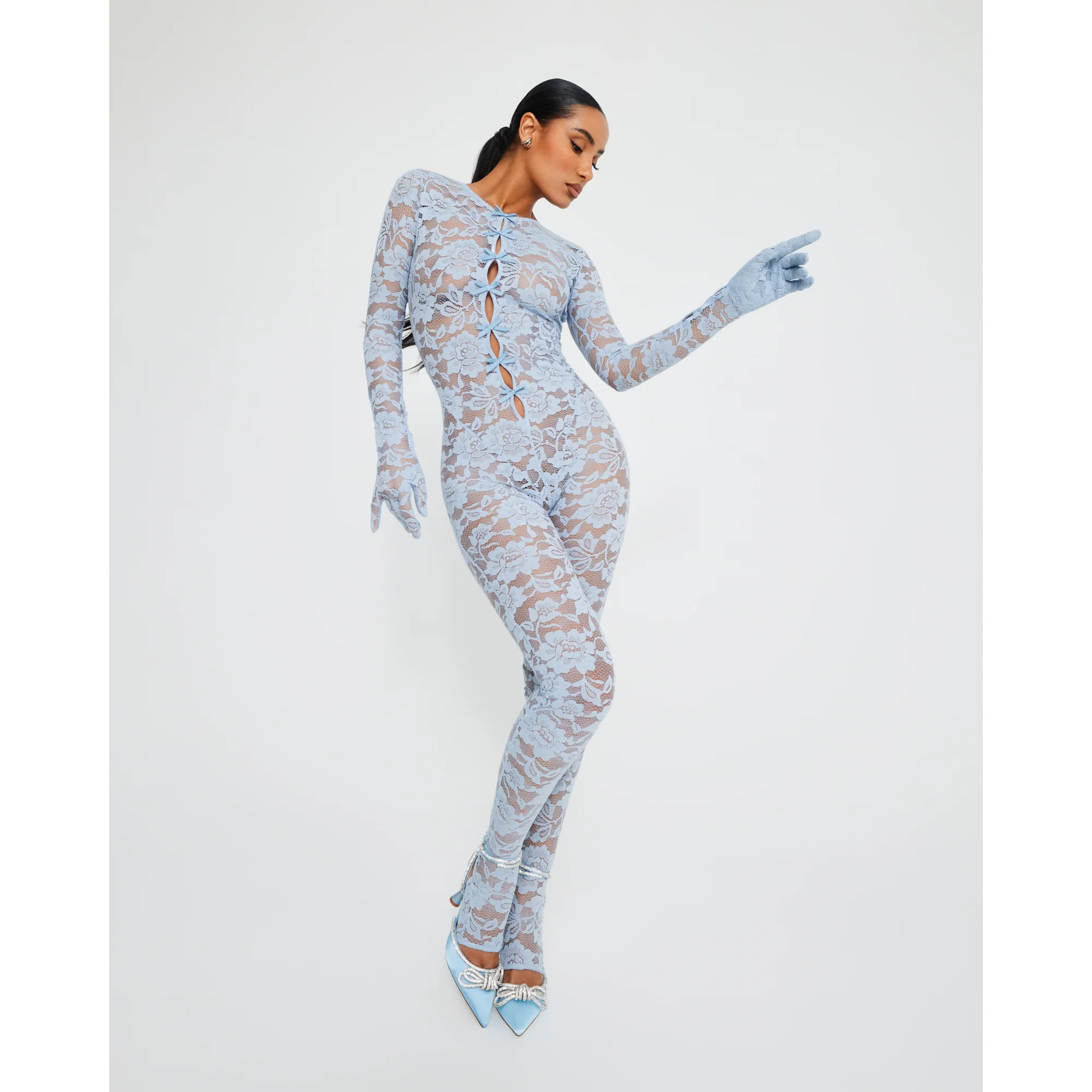 Dreamy Blue Lace Catsuit - Image 3