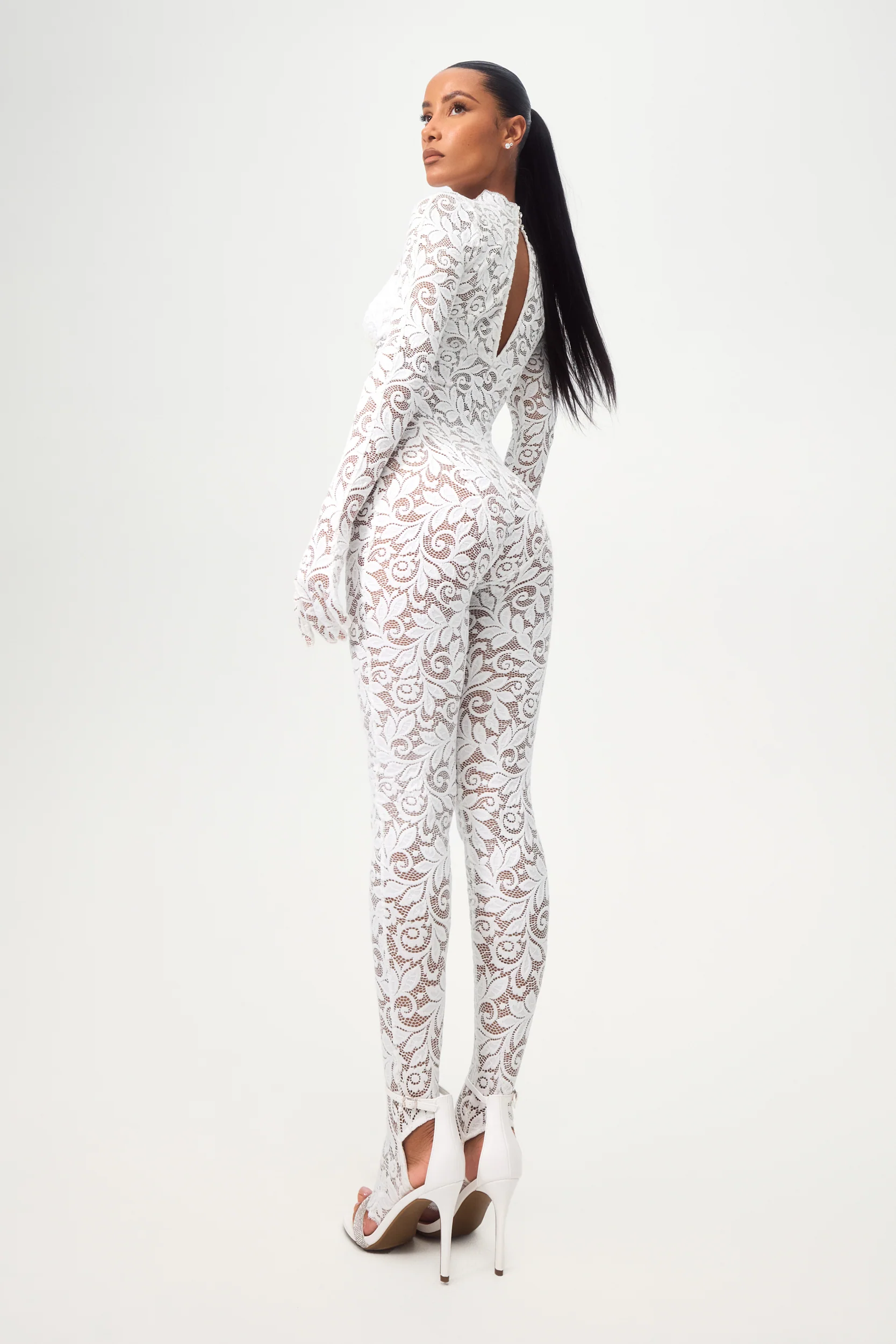 White Lotus Lace Catsuit - Image 4